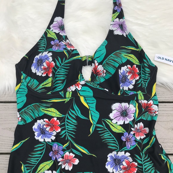 NWT Old Navy Palm Leaf Floral One Piece Swimsuit - Picture 2 of 10